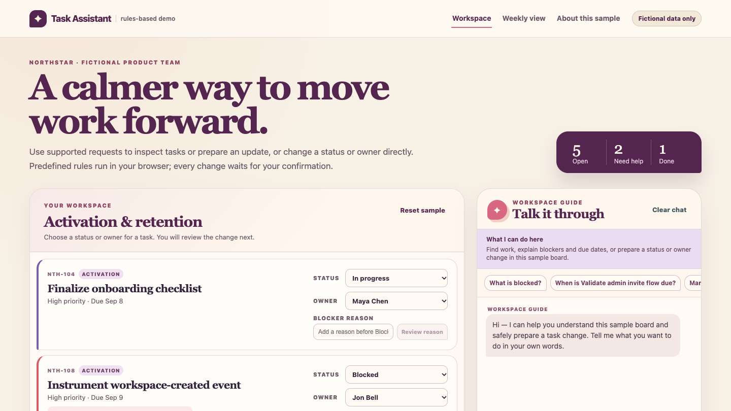 Task Assistant sample workspace